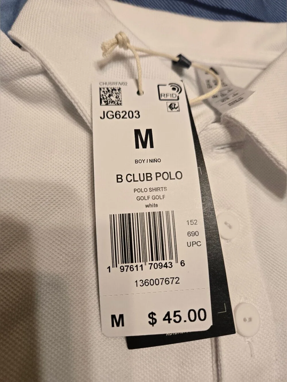 NWT Adidas Boys Pique Polo Shirt